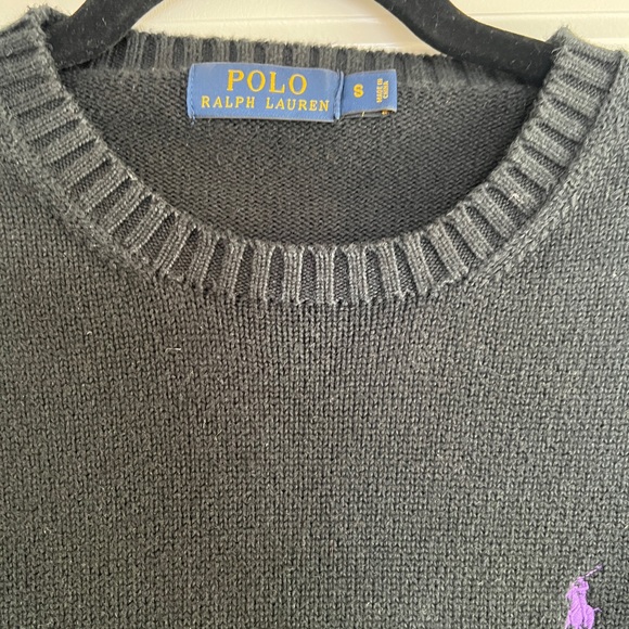 Ralph Lauren Black Crewneck Sweater with Purple Logo - Picture 3 of 5